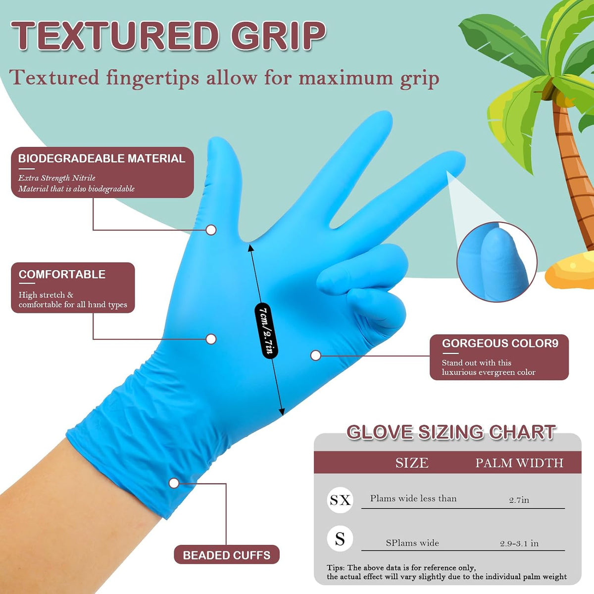 Kids Disposable Nitrile Gloves for 4-10 Years, Suitable for Cooking, Gardening, Painting, Powder and Latex Free-100 PCS