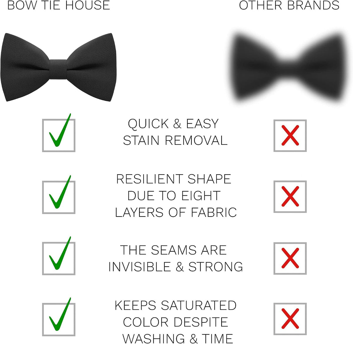 BOW TIE HOUSE Mens Bowties Pre-tied Shape Clip on Bowtie Solid Men Formal Wear for kids, baby boys, toddler any age bow ties