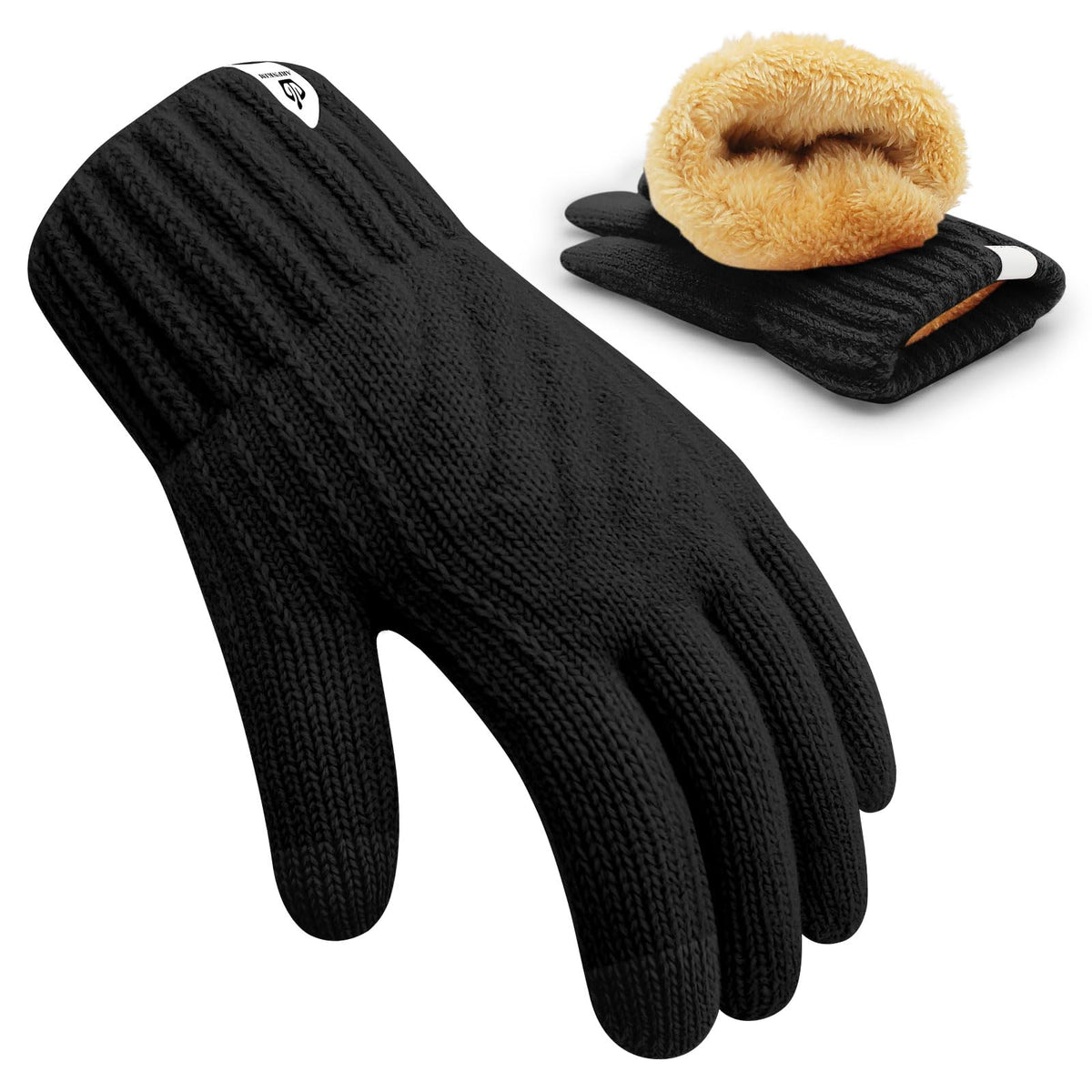 Kids Winter Gloves for Boys Girls, Fleece Lining Knitted Warm Gloves Touchscreen Thermal Children Mittens