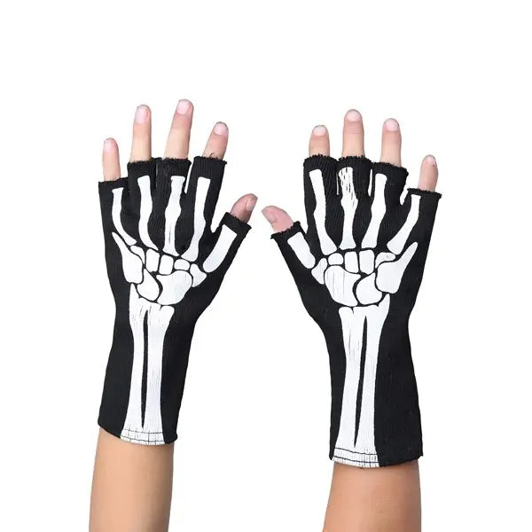 Kid's Fingerless Skeleton Gloves