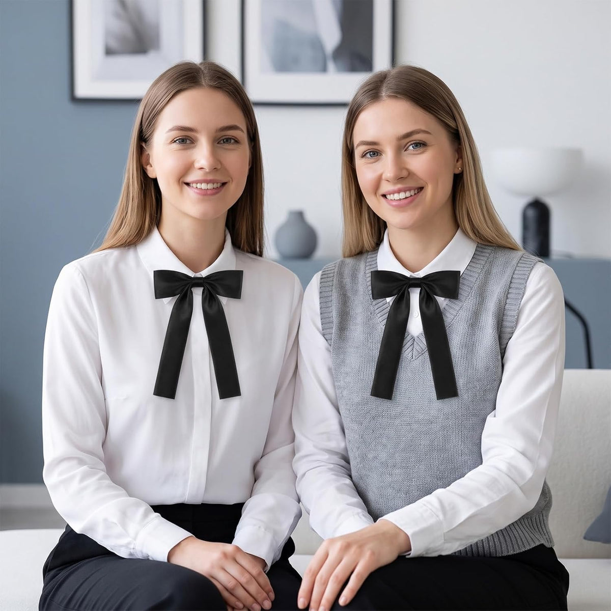 3 Pcs Black Tie for Women,Black Bow Tie for Women Accessories Shirt