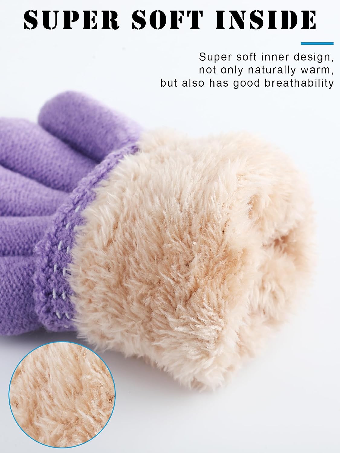 Chuarry 4 Pairs Kids Fleece Lined Gloves Winter Warm Knit Gloves for Girls Boys Cold Weather Supplies, 6-10 Years