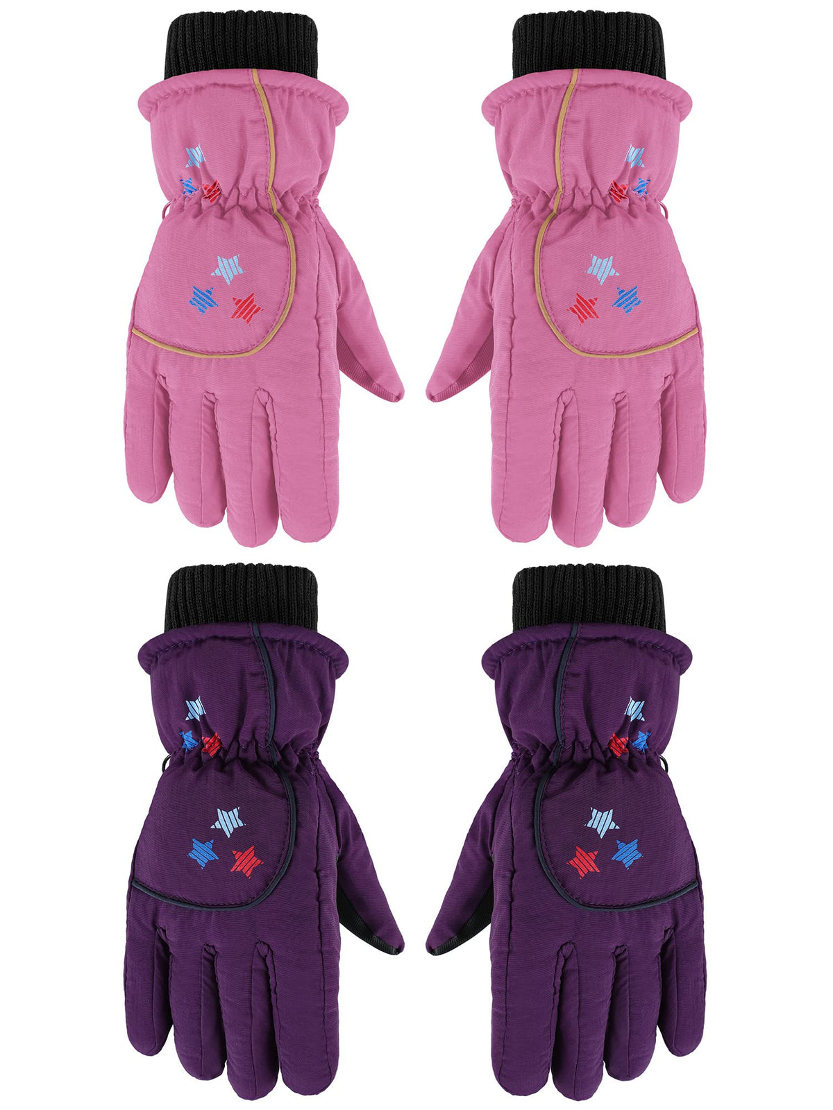Hicarer 2 Pairs Kids Waterproof Winter Snow Gloves