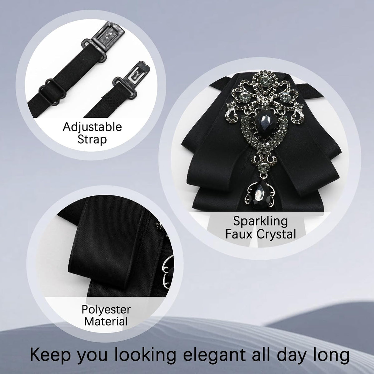 LJBFNN Bow Ties for Men Women, Womens Bow Tie Adjustable Pre-Tied Rhinestone Bowties Men for Suit Tuxedo Vest Shirt Uniform