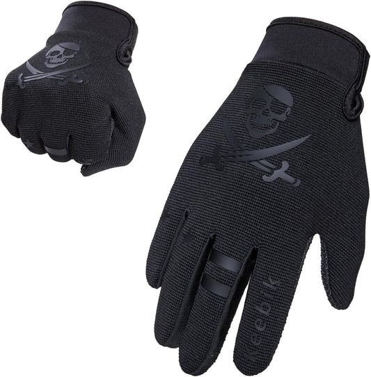 Kids Dirt Bike Gloves, Kids & Youth Power Sports Riding Gloves for Motorcycle, BMX, Mountain Bike, ATV, Full Finger Children Skull Gloves for Cycling Camping Fishing