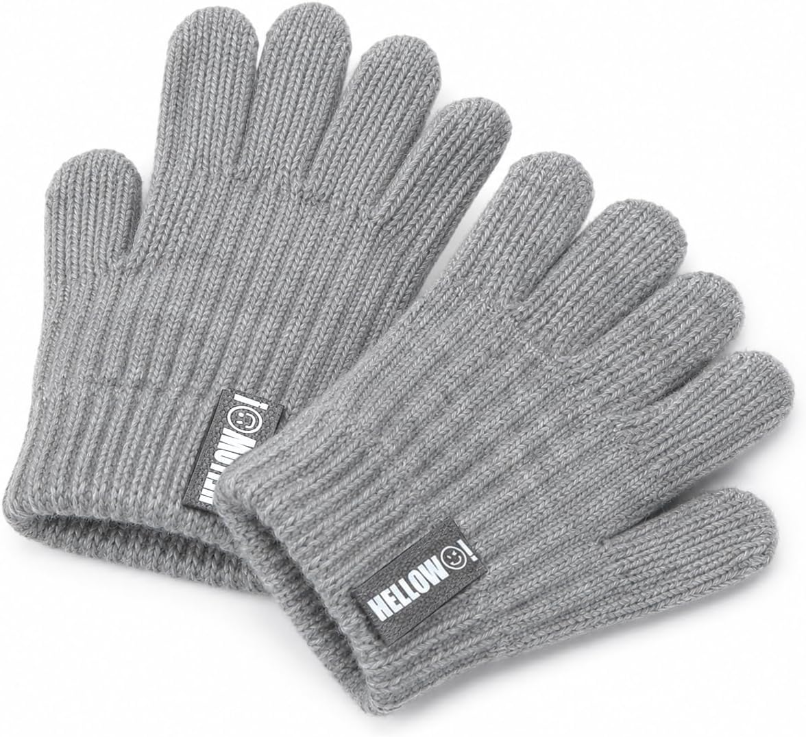 Kids Winter-Knit-Gloves Boys-Girls Warm-Cable Cold-Weather-Gloves