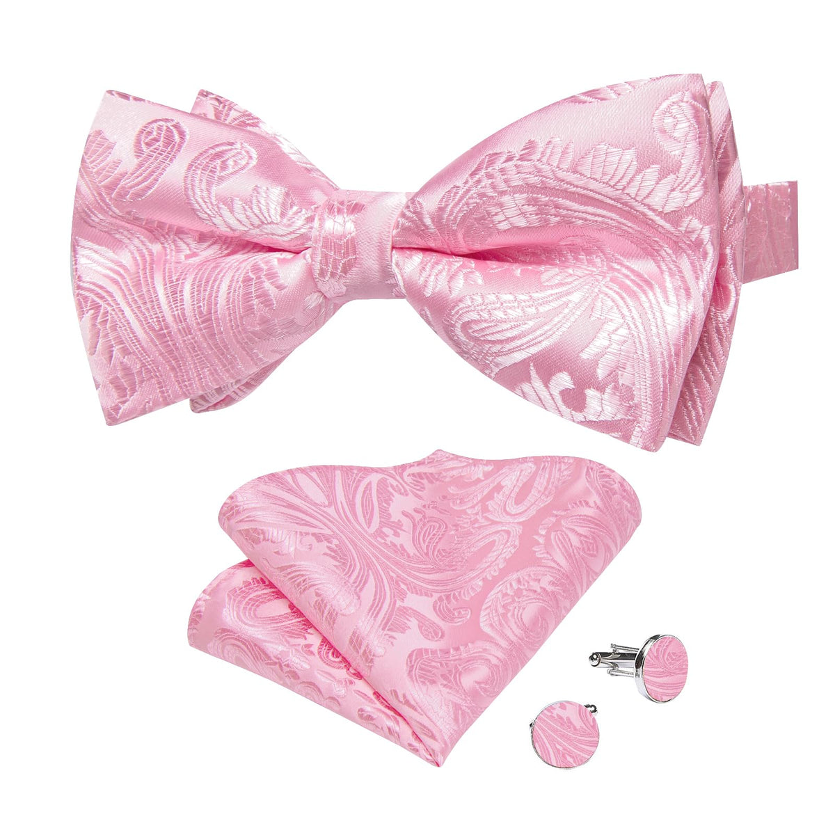DiBanGu Silk Paisley Bow Tie for Men Formal Pre-tied Bowtie Set