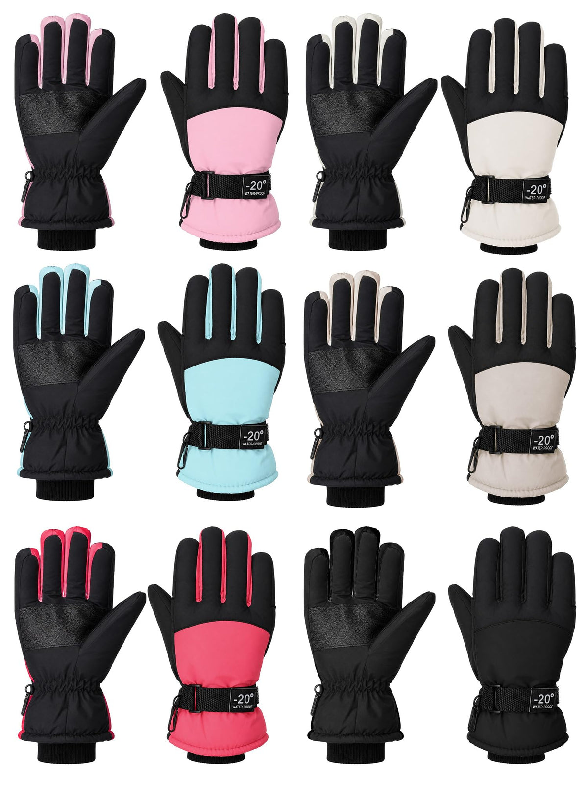 Bencailor 6 Pairs Kids Winter Snow Gloves