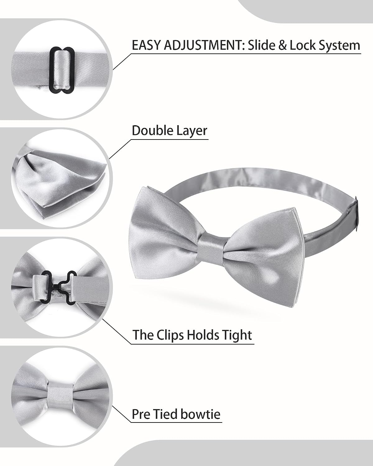 AWAYTR Bow Ties for Men - Pre-Tied Adjustable Tuxedo Style for Wedding