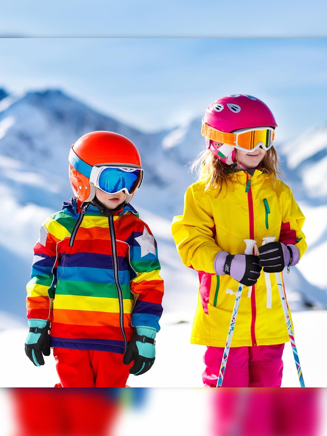 SATINIOR 2 Pair Kids Waterproof Winter Gloves