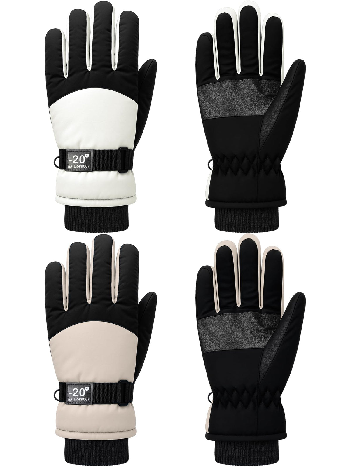 SATINIOR 2 Pair Kids Waterproof Winter Gloves