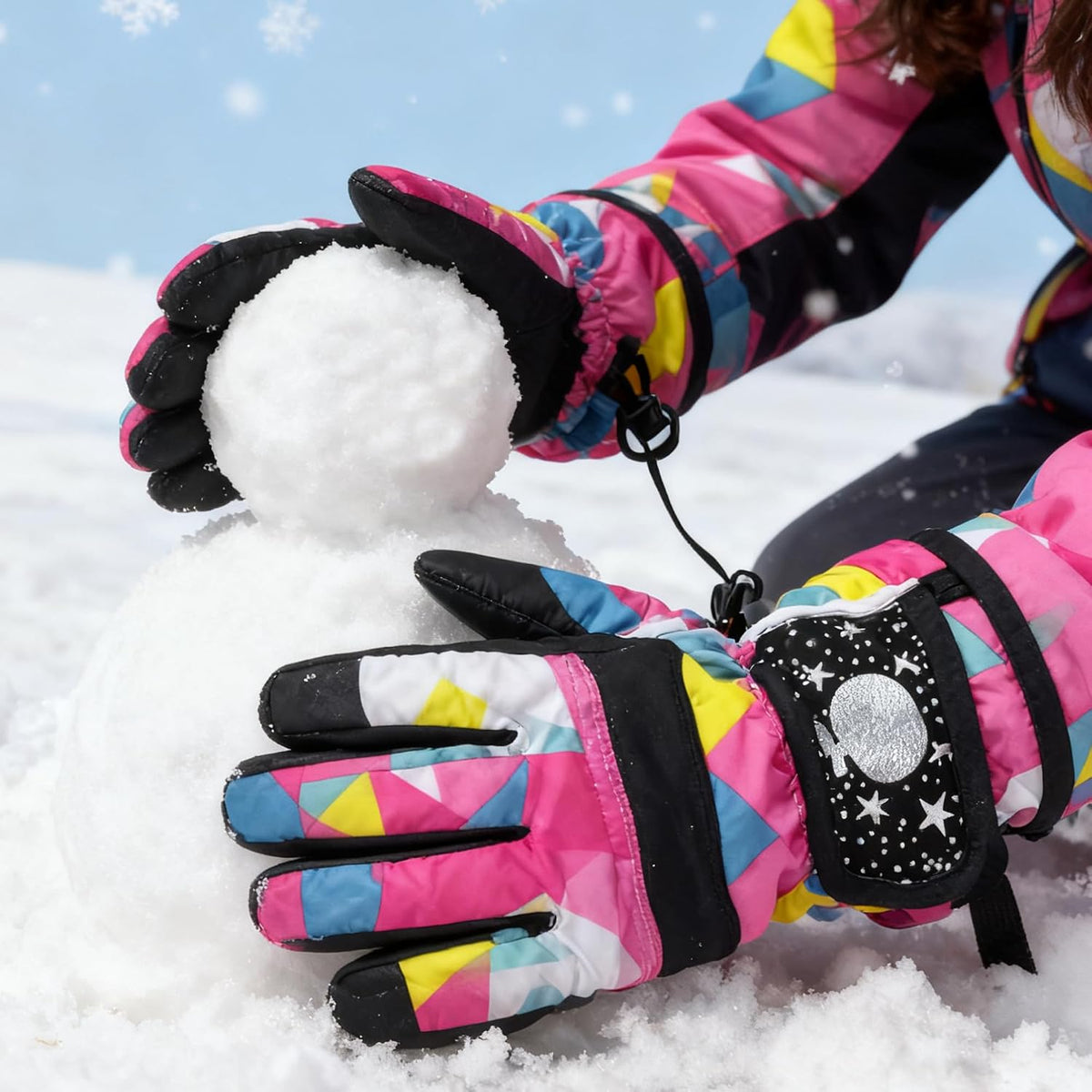 Kids Winter Ski Snow Gloves, Waterproof Snowboard Gloves Boys Girls 5-10
