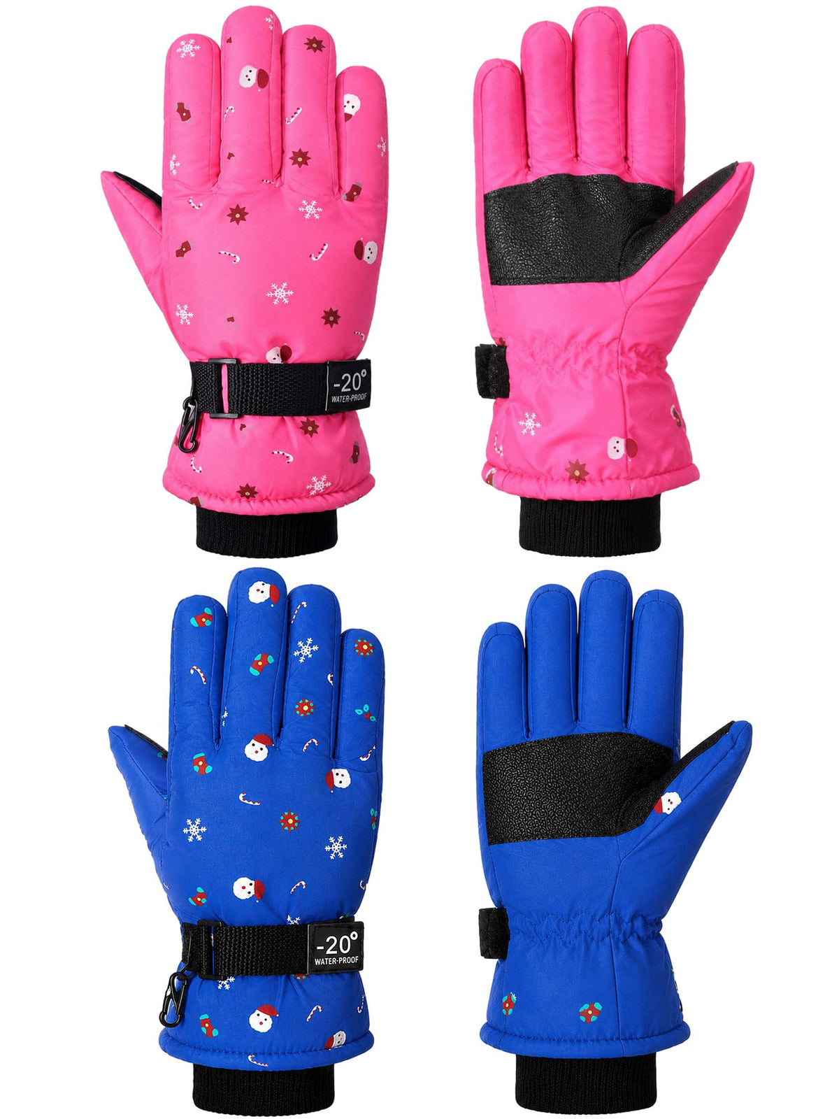 SATINIOR 2 Pair Kids Waterproof Winter Gloves