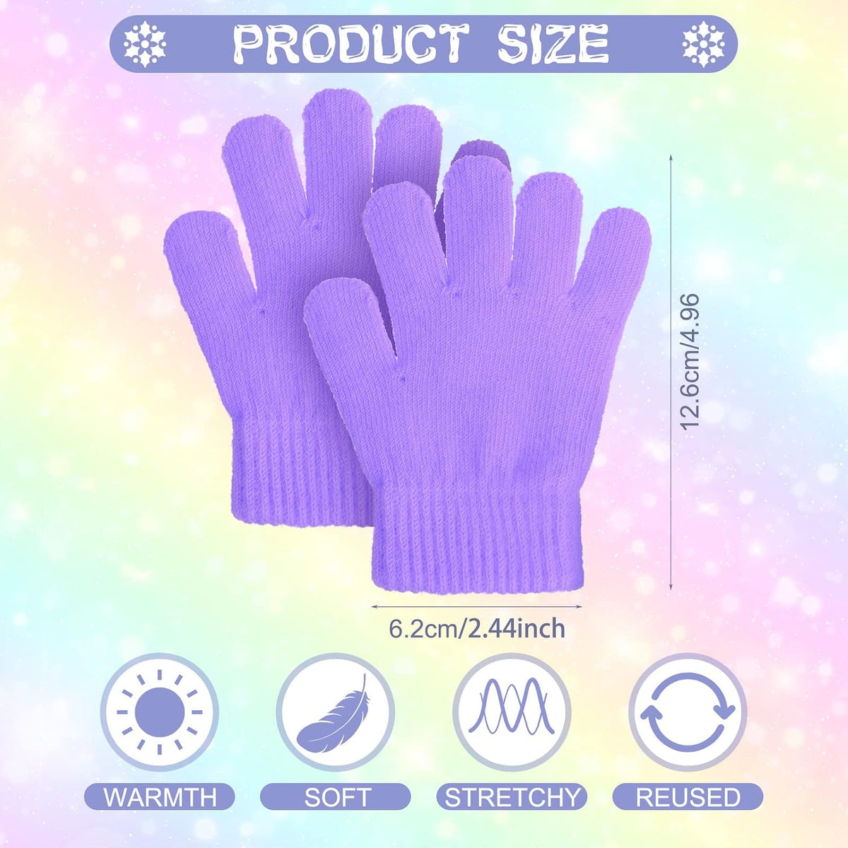 Neer 24 Pairs Kid's Winter Gloves Colorful Knit Gloves Bulk