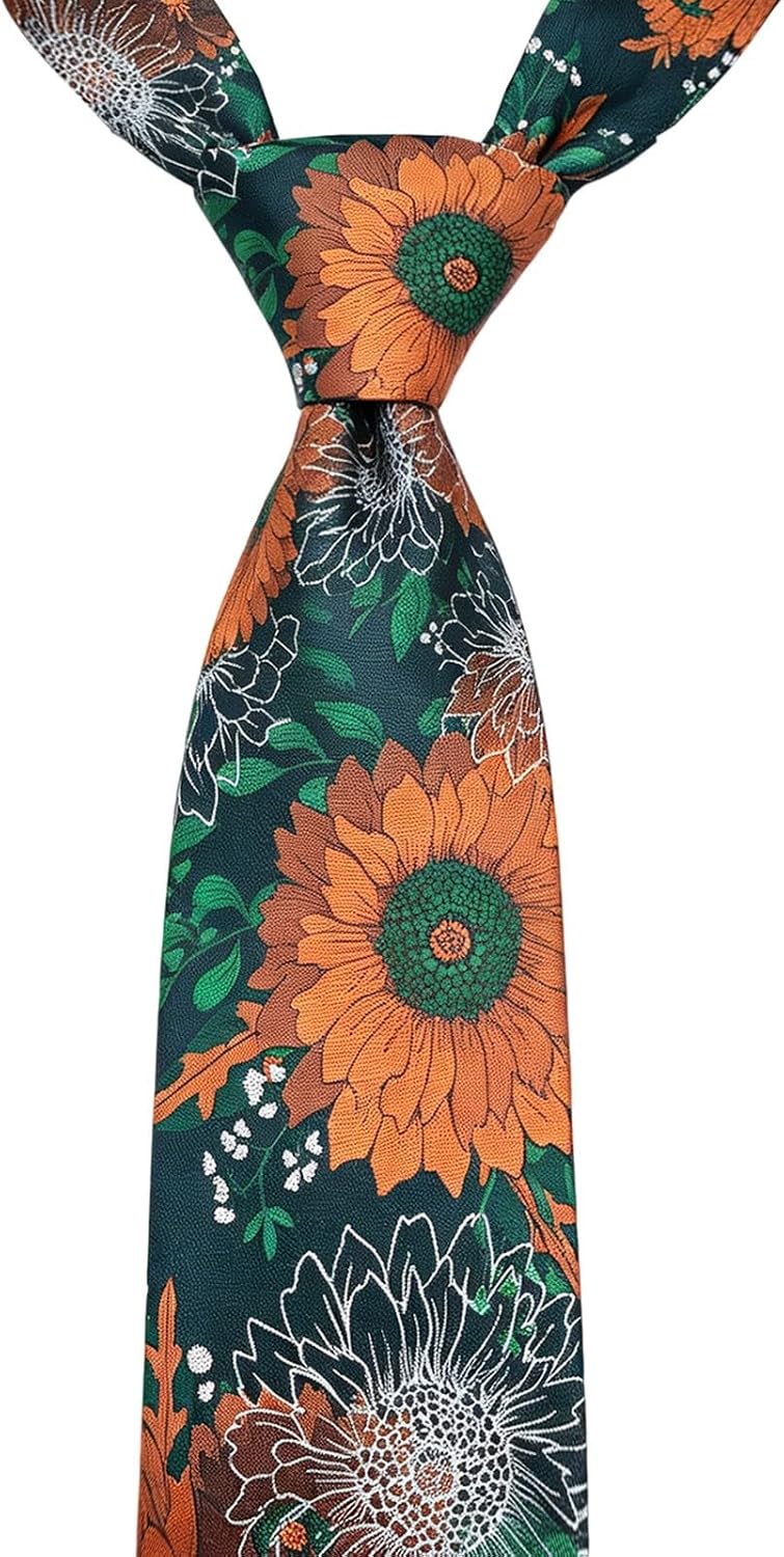 Alizeal Mens Large Chrysanthemum Bloom Floral Tie Set