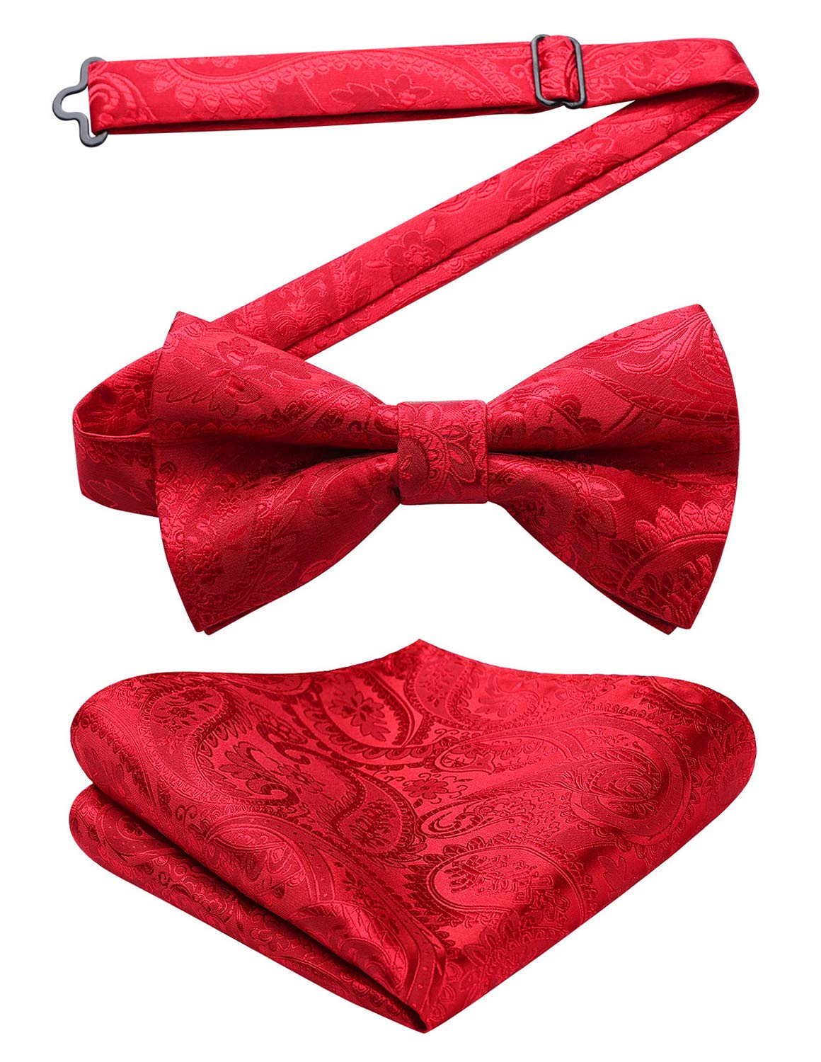 HISDERN Bow Ties for Men Paisley Floral Pre-tied Bowtie Pocket Square Set Men's Formal Bow Ties Wedding Party