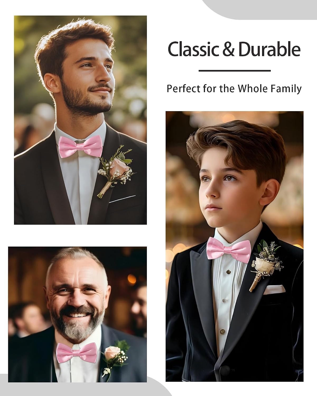AWAYTR Bow Ties for Men - Pre-Tied Adjustable Tuxedo Style for Wedding