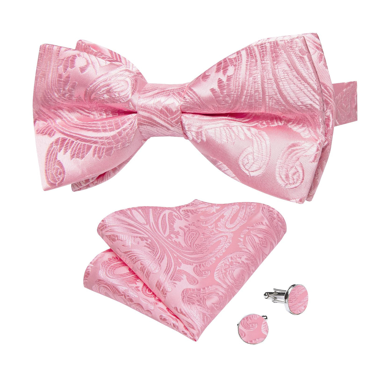 DiBanGu Silk Paisley Bow Tie for Men Formal Pre-tied Bowtie Set