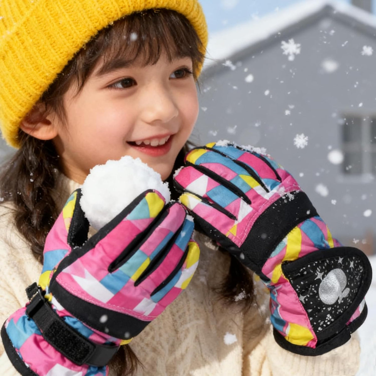 Kids Winter Ski Snow Gloves, Waterproof Snowboard Gloves Boys Girls 5-10