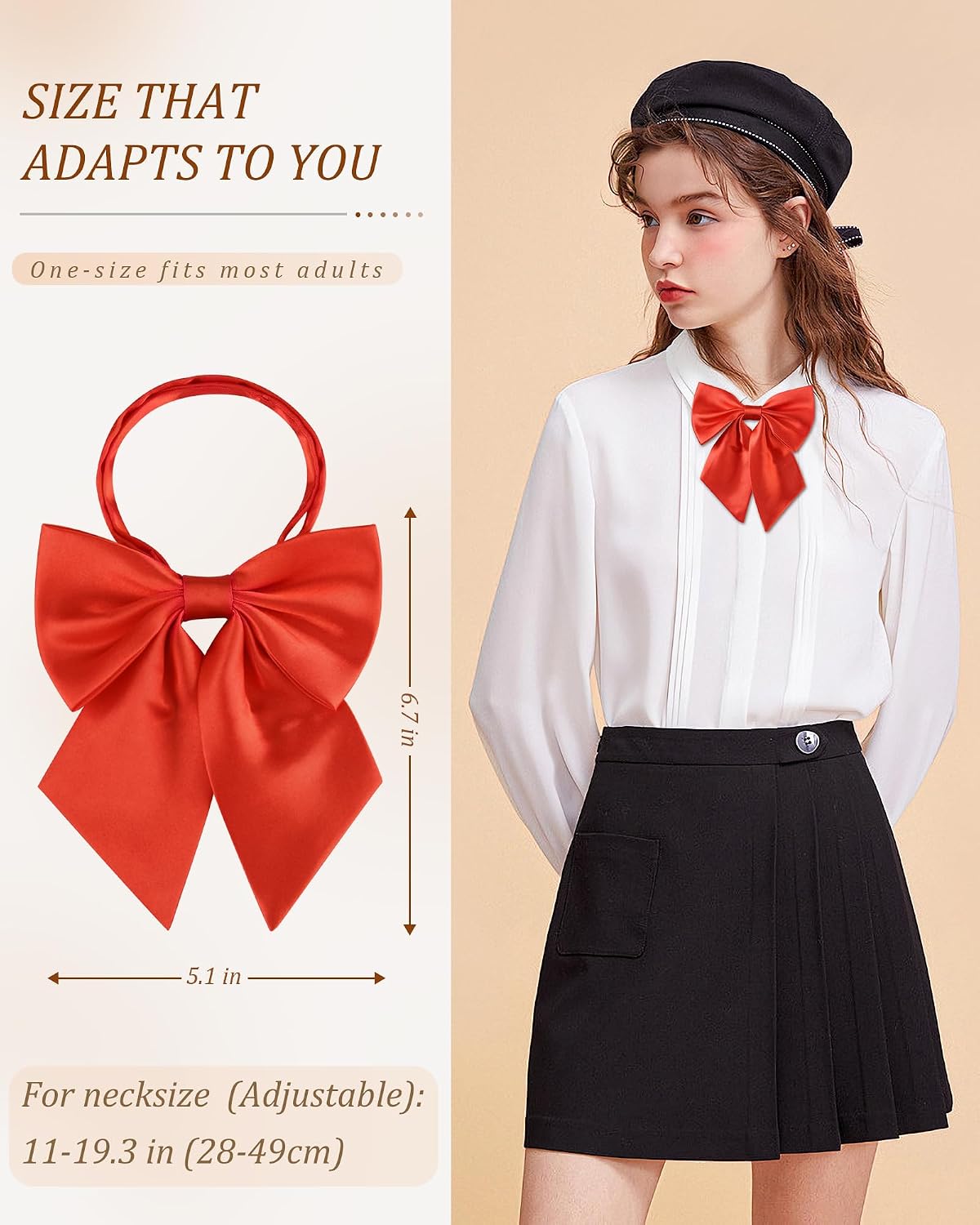 AWAYTR Ladies Adjustable Pre Tied Bowtie - Solid Color Bow Ties for Women