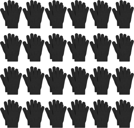 24 Pairs Kids Gloves Bulk Winter Magic Gloves for Girls Boys 6-11 Years
