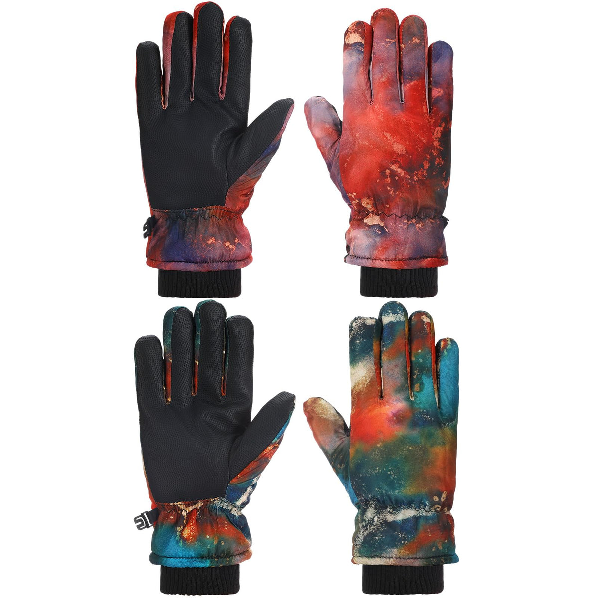Honoson 2 Pairs Kids Waterproof Winter Snow Gloves
