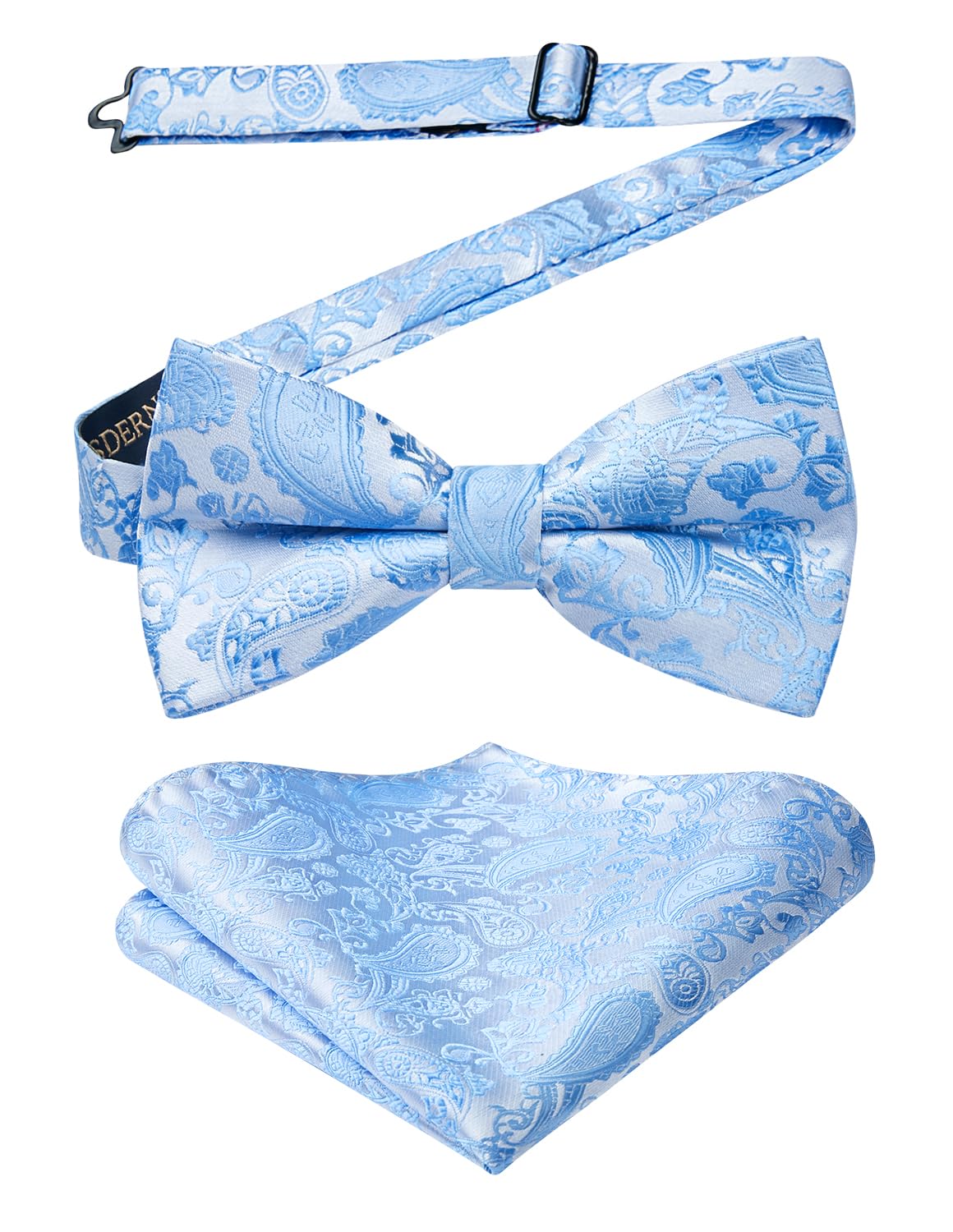 HISDERN Bow Ties for Men Paisley Floral Pre-tied Bowtie Pocket Square Set Men's Formal Bow Ties Wedding Party