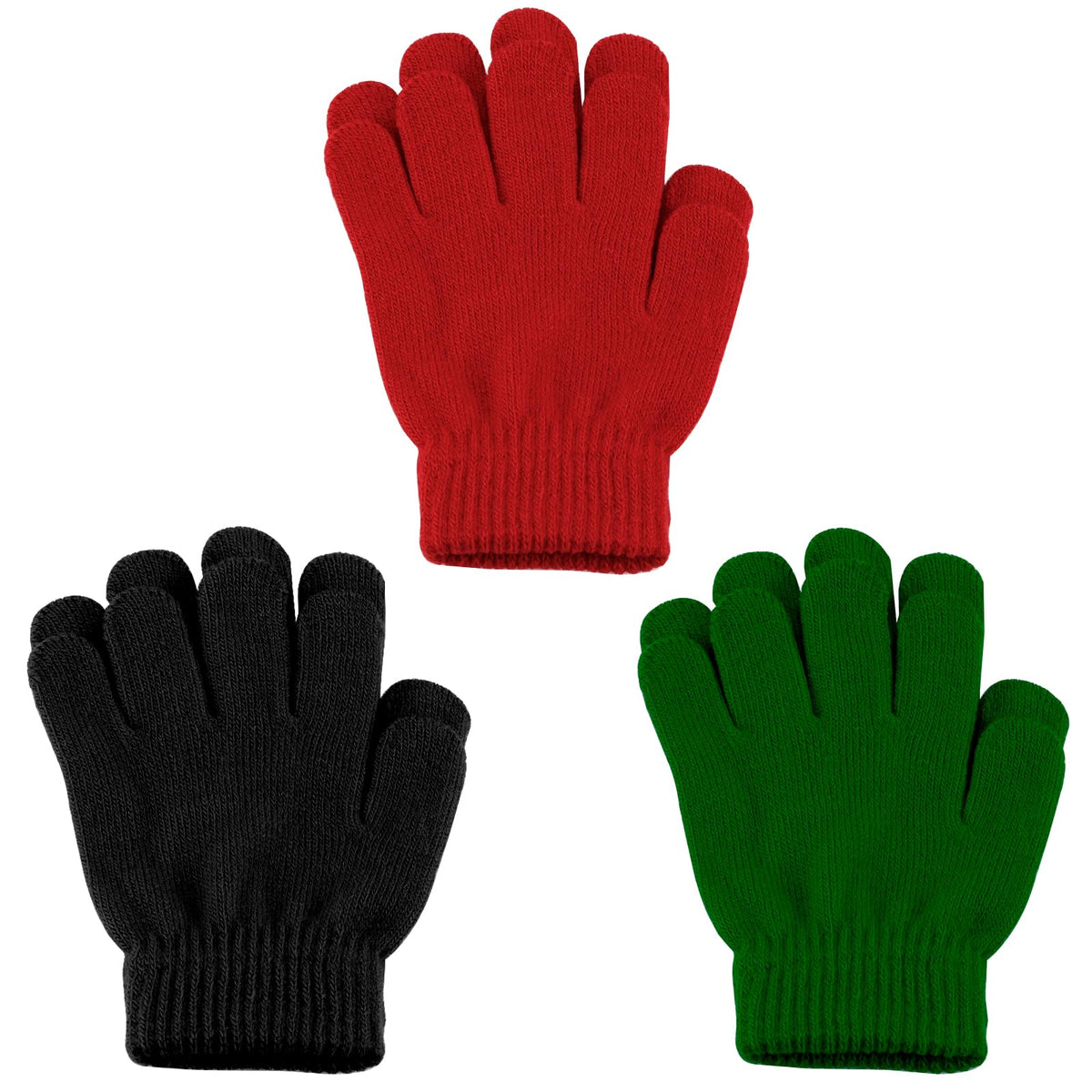 ONESING 3-24 Pairs Winter Knit Gloves for Kids - White Finger Gloves for Boys and Girls