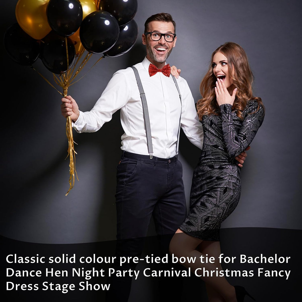 Ymapinc Sequin Bow Tie Sparkly Adjustable Glitter Necktie for Men Shiny Pre Tied Neck Ties for Banquet Carnival Costume Party