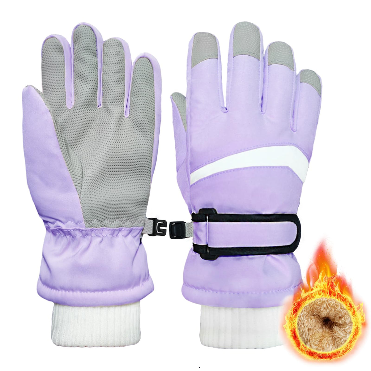 Kids Winter Snow Ski Gloves for Boys Girls Children Snowboard Waterproof Thermal Fleece Gloves for Cold Weather