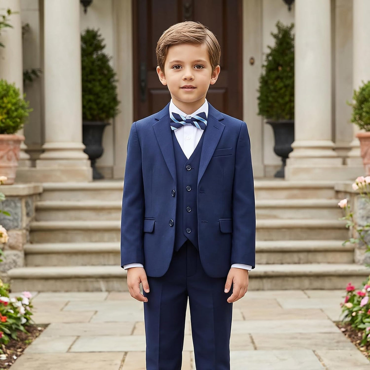 2PCS Necktie & Bow Tie for Boys, Pre-Tied Necktie & Bowtie