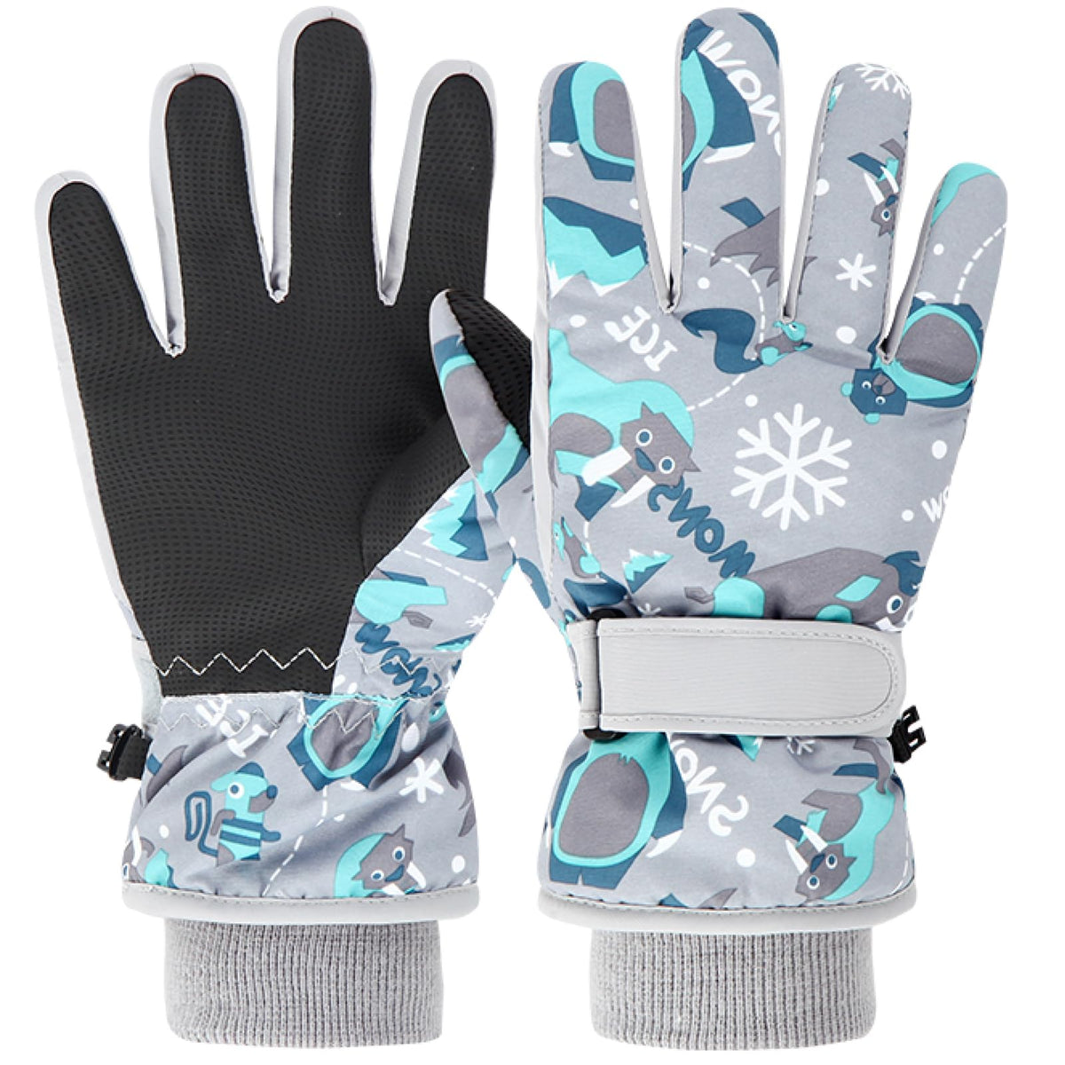Azarxis Kids Ski Snow Gloves, Waterproof Winter Mittens for Boys Girls
