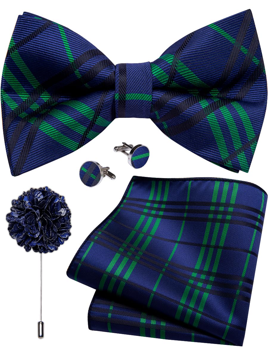 YourTies Silk Bow Ties for Men Pre-Tied Adjustable Paisley Bowtie Set