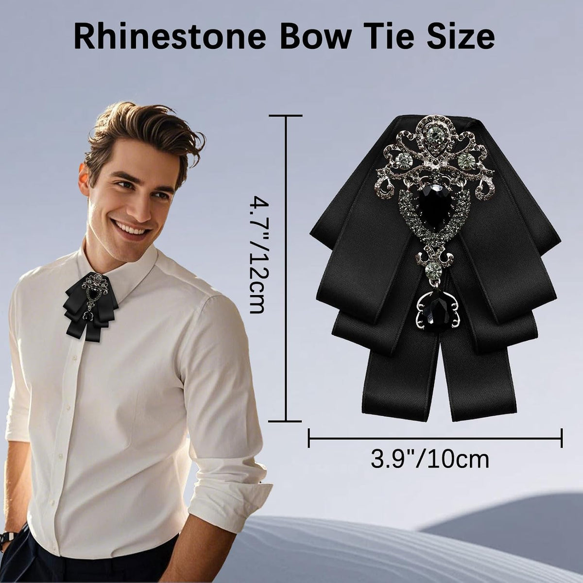 LJBFNN Bow Ties for Men Women, Womens Bow Tie Adjustable Pre-Tied Rhinestone Bowties Men for Suit Tuxedo Vest Shirt Uniform