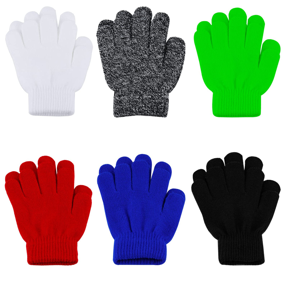 ONESING 3-24 Pairs Winter Knit Gloves for Kids - White Finger Gloves for Boys and Girls