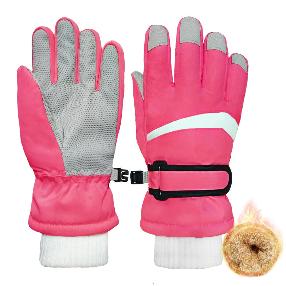 Kids Winter Snow Ski Gloves for Boys Girls Children Snowboard Waterproof Thermal Fleece Gloves for Cold Weather