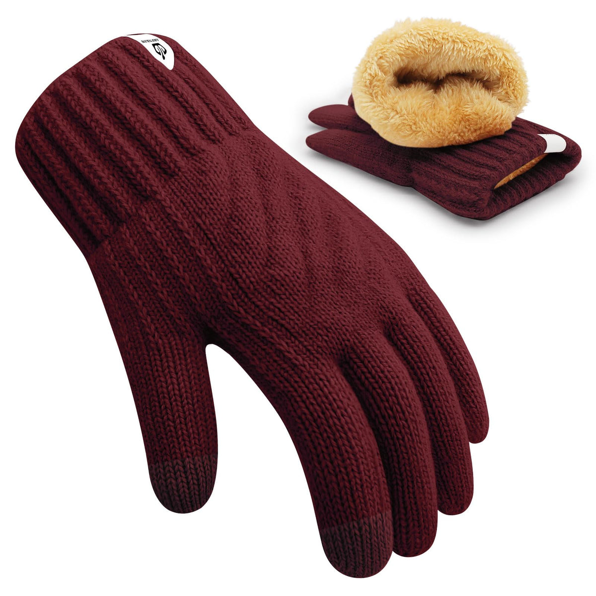 Kids Winter Gloves for Boys Girls, Fleece Lining Knitted Warm Gloves Touchscreen Thermal Children Mittens