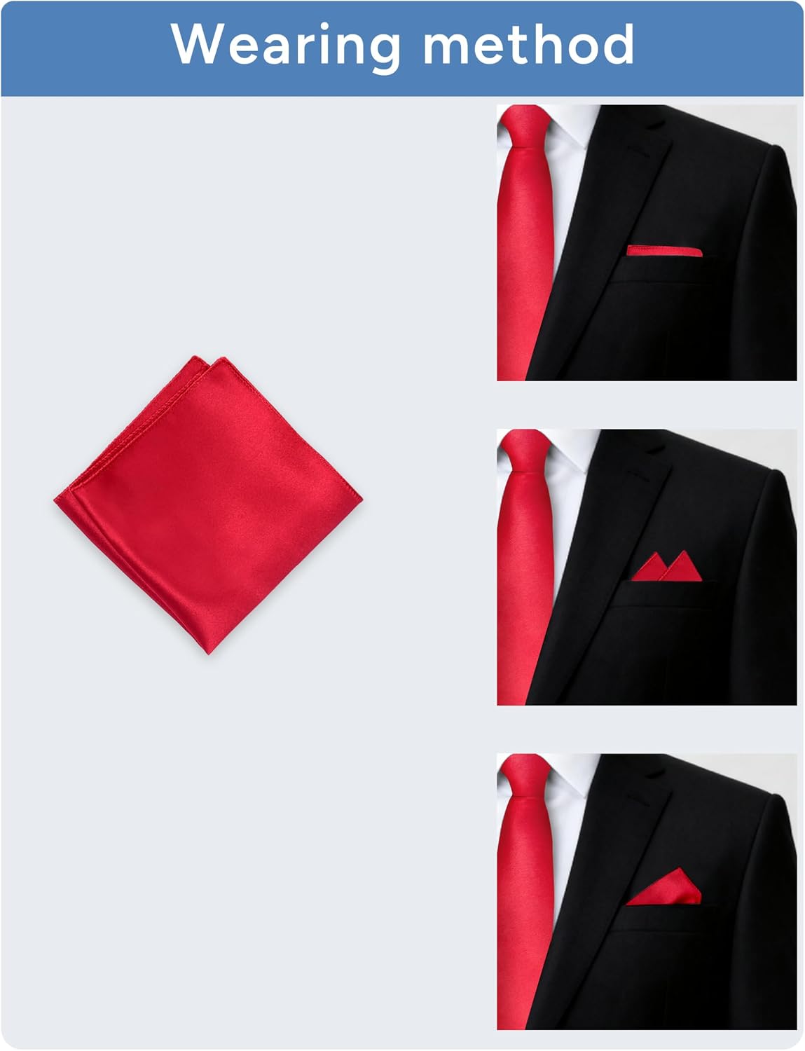 Boys Pre-tied Zipper Tie Elastic Strap Bowtie and Pocket Square 3-piece For Age 1-16 Years With Gift Box
