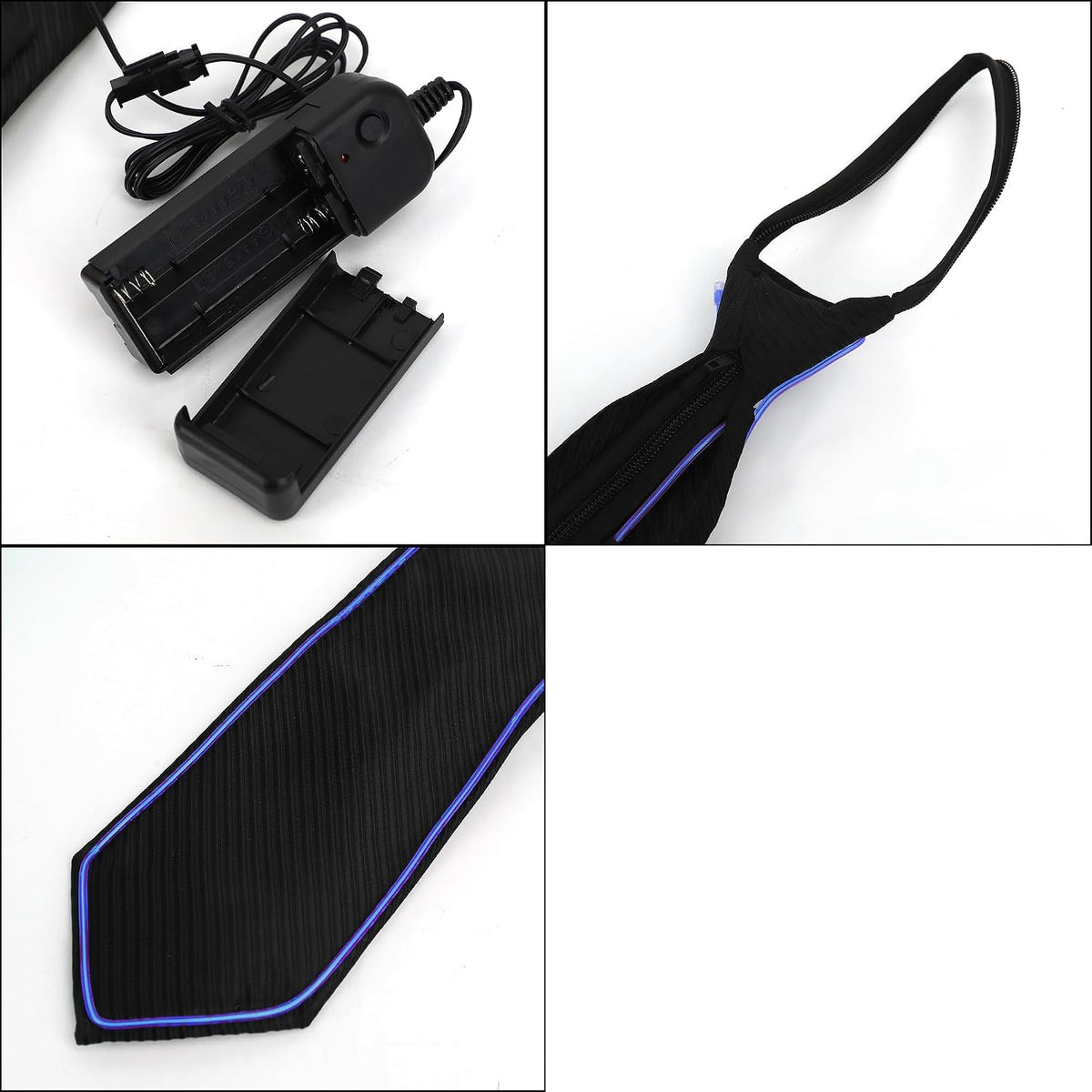 TINAYAUE Light Up Tie, LED Neon Glowing Necktie Bow Ties for Men Women Glow in The Dark Halloween Party Festival Rave Costume