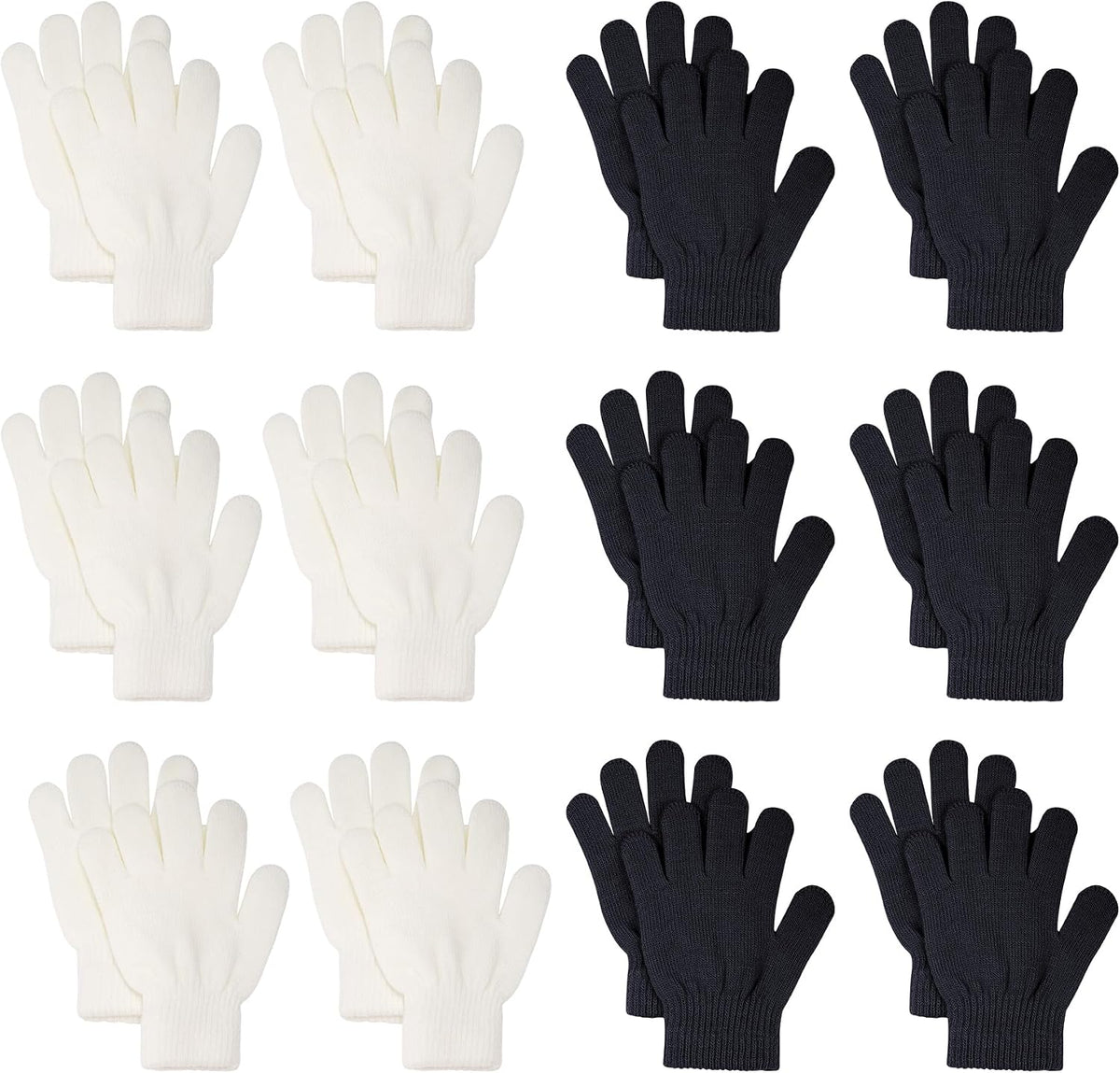 jiebor 12 Pairs Kids Warm Winter Knit Gloves for Boys Girls Children