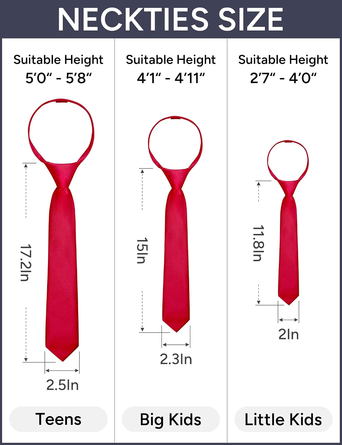 Pre-Tied Boys Set: Necktie, Bow Tie, Pocket Square | Adjustable Zipper Tie | Stain Formal Wear for Wedding Party
