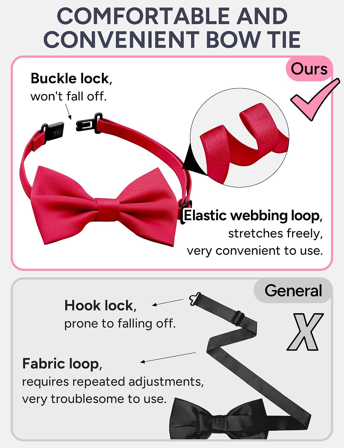 Pre-Tied Boys Set: Necktie, Bow Tie, Pocket Square | Adjustable Zipper Tie | Stain Formal Wear for Wedding Party