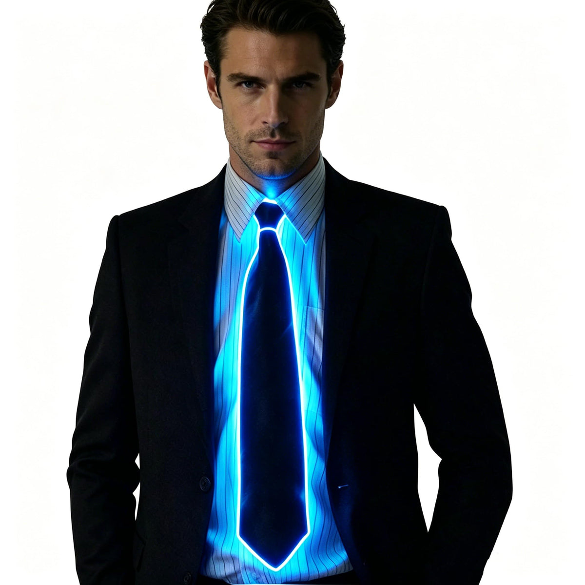 TINAYAUE Light Up Tie, LED Neon Glowing Necktie Bow Ties for Men Women Glow in The Dark Halloween Party Festival Rave Costume