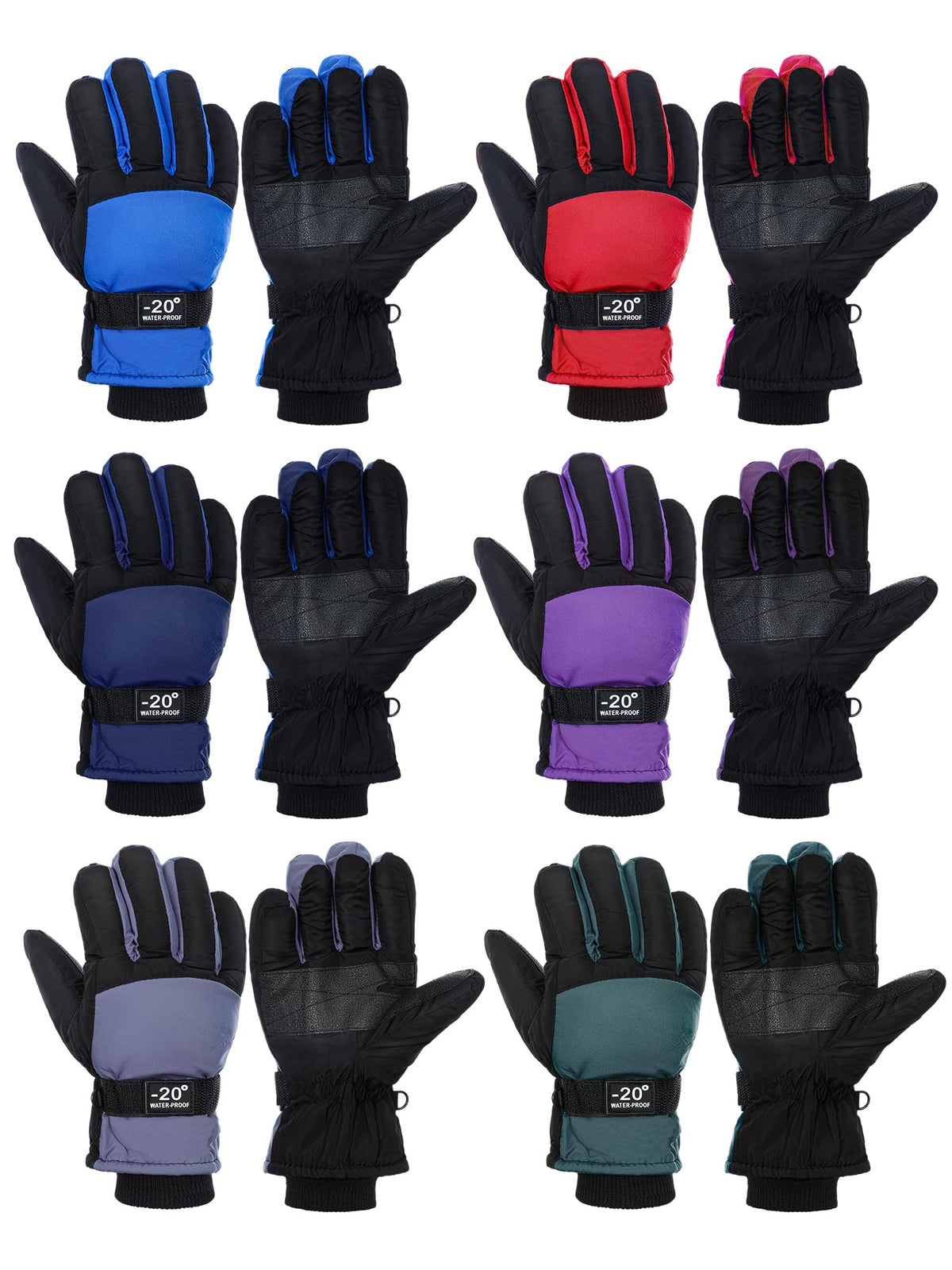 Bencailor 6 Pairs Kids Winter Snow Gloves