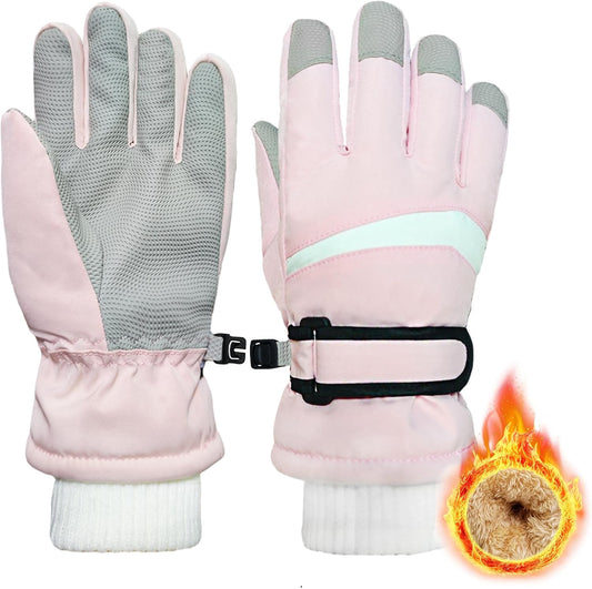 Kids Winter Snow Ski Gloves for Boys Girls Children Snowboard Waterproof Thermal Fleece Gloves for Cold Weather