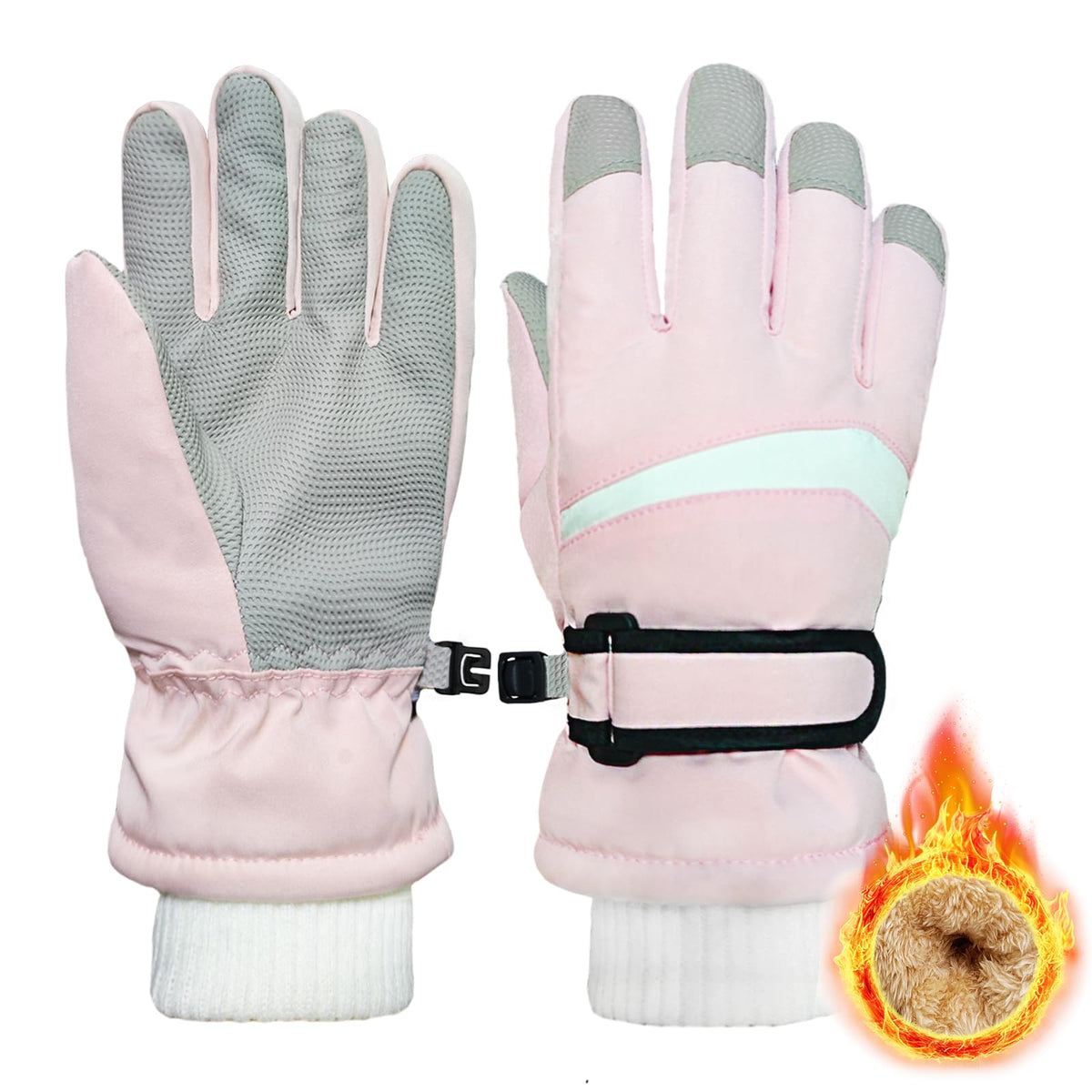 Kids Winter Snow Ski Gloves for Boys Girls Children Snowboard Waterproof Thermal Fleece Gloves for Cold Weather