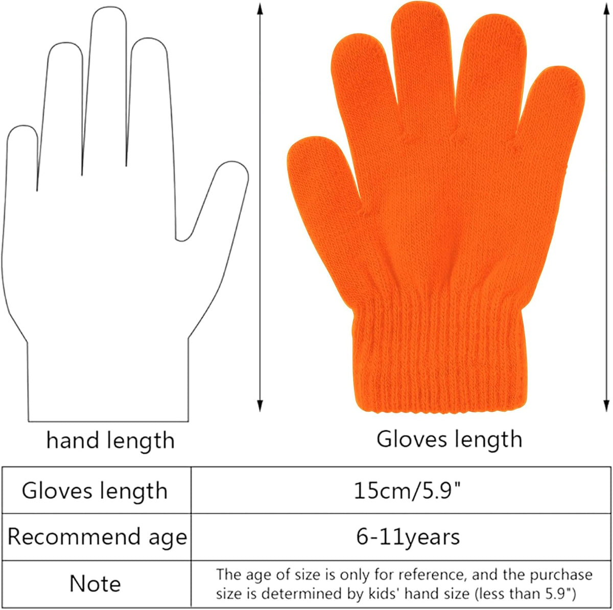 jiebor 12 Pairs Kids Warm Winter Knit Gloves for Boys Girls Children