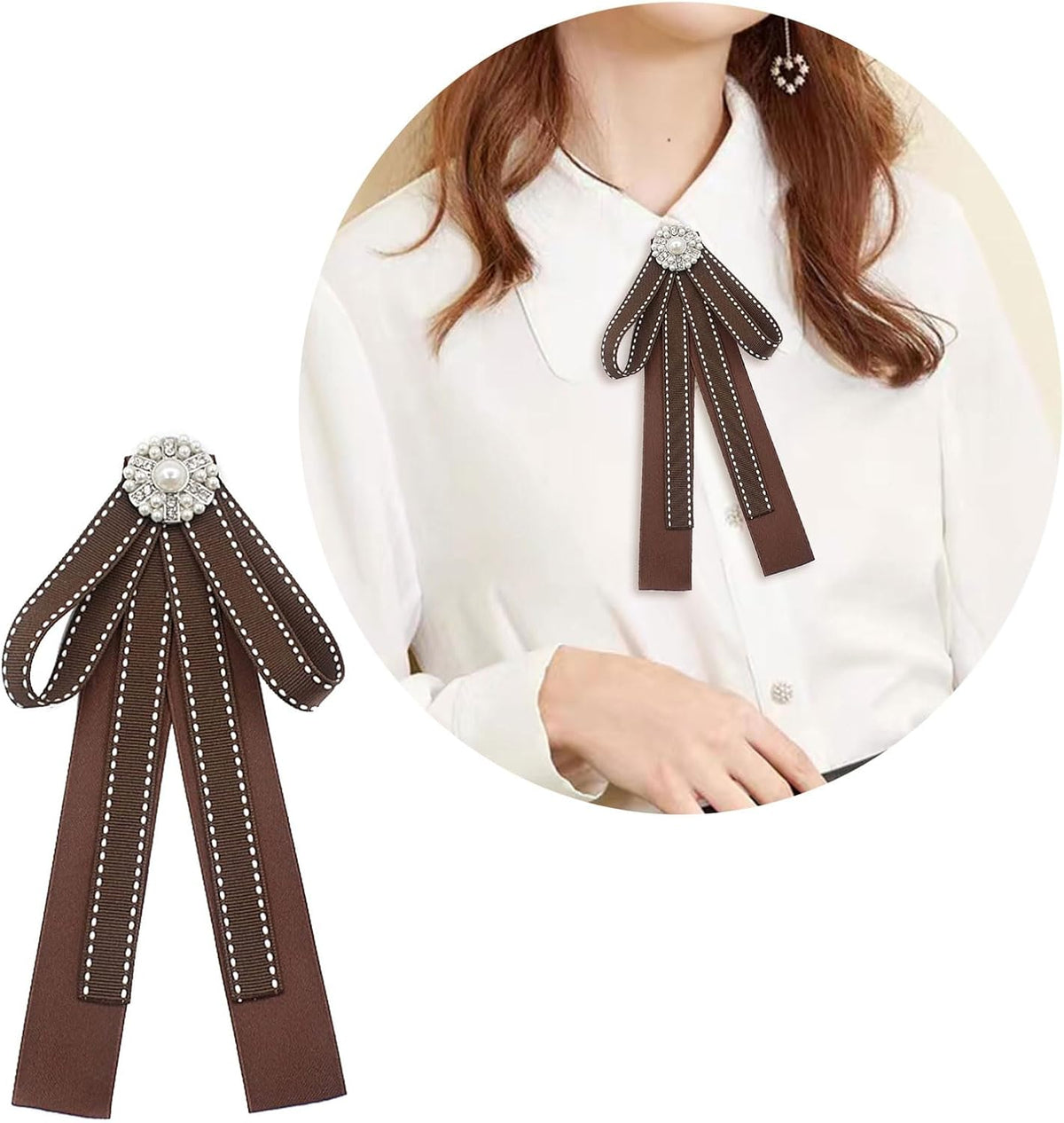 Coffee Brown Necktie Fashion School Uniform Bows Tie Solid Color Necktie for Women's Shirt