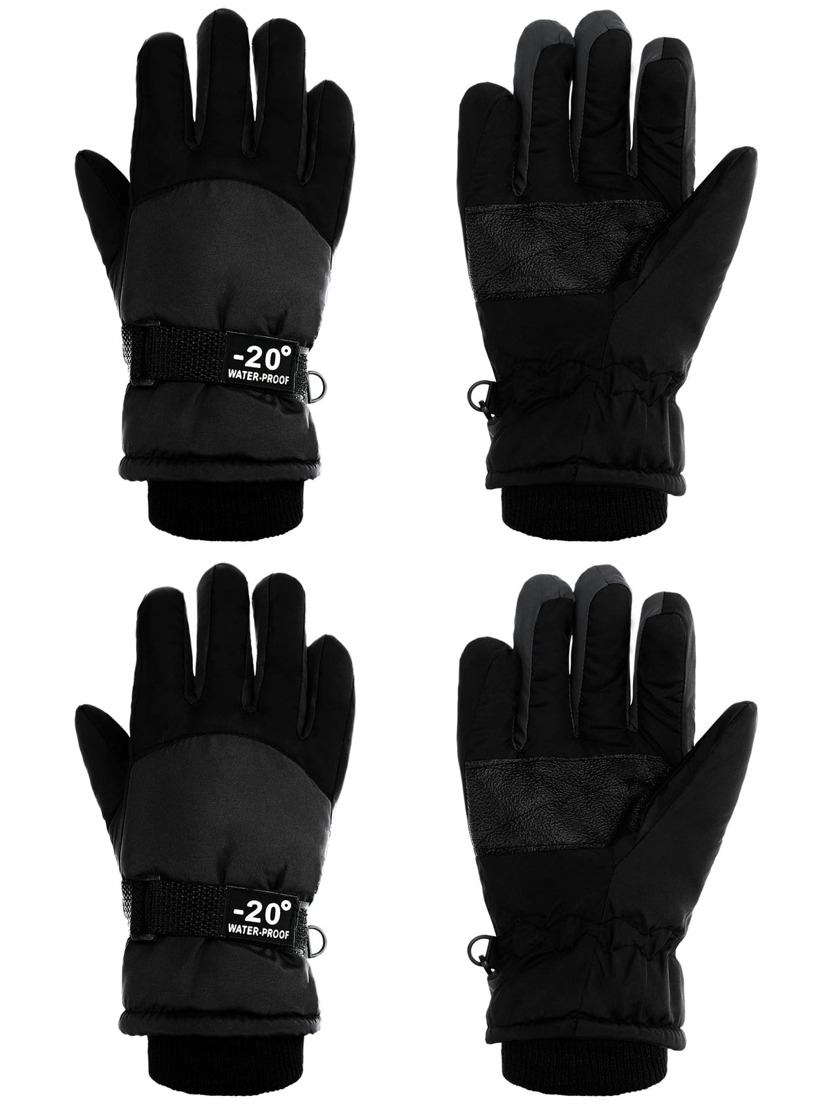 SATINIOR 2 Pair Kids Waterproof Winter Gloves