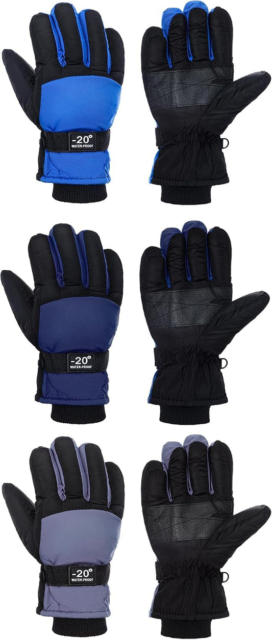 Bencailor 3 Pairs Kids Ski Gloves Children Winter Gloves